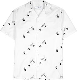 White logo-print poplin shirt