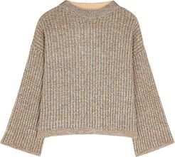 Metallic-weave wool-blend jumper