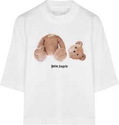 White bear-print cotton T-shirt