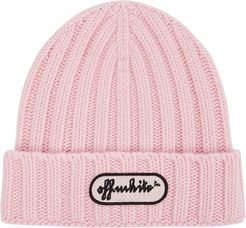 Light pink ribbed wool beanie