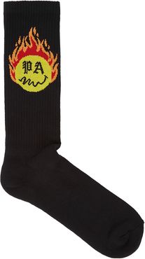 X Smiley logo-intarsia cotton-blend socks