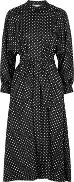 Raffaella black polka-dot silk midi dress