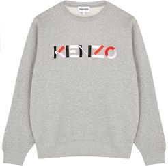 Grey logo-embroidered cotton sweatshirt