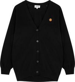 Black knitted cotton cardigan