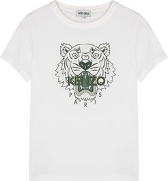 Black tiger-print cotton T-shirt