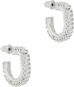 Crystal-embellished silver-tone hoop earrings
