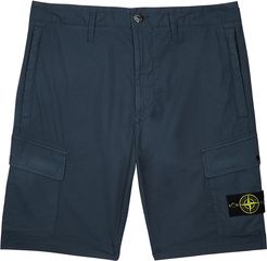 Navy stretch-cotton cargo shorts