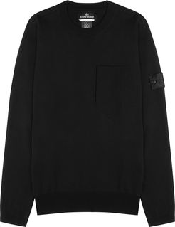 Black cotton-blend jumper
