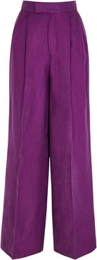 Joplin purple wide-leg linen trousers