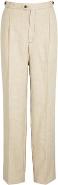 Mario cream straight-leg linen trousers