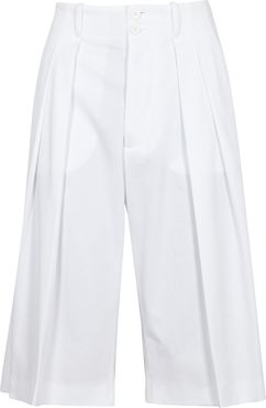 White longline stretch-twill shorts