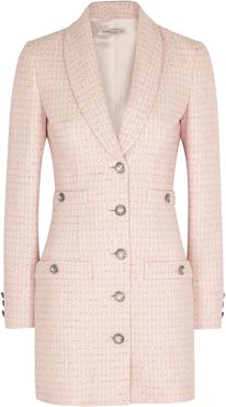 Light pink embellished tweed blazer dress