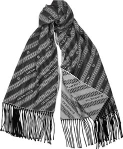 Logo-intarsia wool-blend scarf