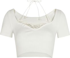 White ribbed cropped top