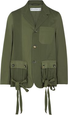Army green panelled cotton jacket