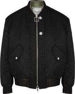 Black padded shell bomber jacket