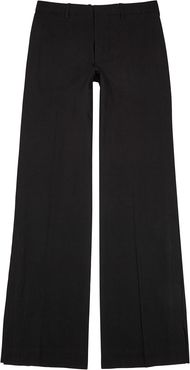 Black straight-leg cotton trousers