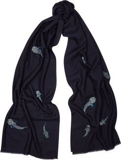 Swimming With Giants embellished wool scarf