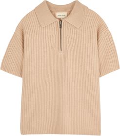 Rusigna sand ribbed cashmere top