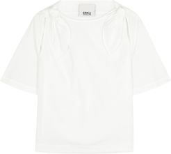 Fiammetta white stretch-cotton top
