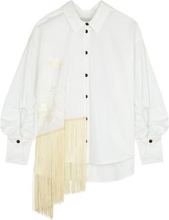 Ginevra white fringed stretch-cotton shirt