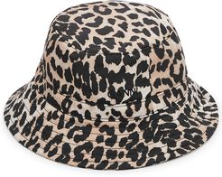 Leopard-print shell bucket hat