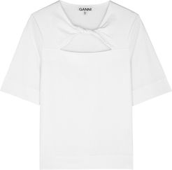 White twist-effect cotton T-shirt