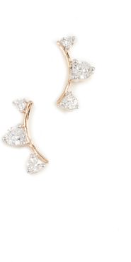 14k Gold Three Diamond Amigos Curve Post Earrings