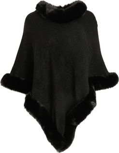 Faux Fur Knit Cape