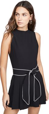 Harlan Mockneck Pleated Romper with Belt