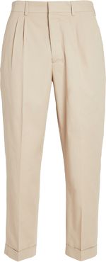 Cotton Carrot Fit Pleated Trousers