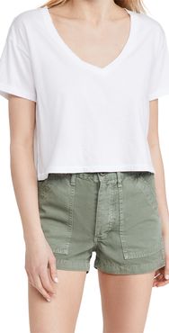 Cropped V Neck Tee