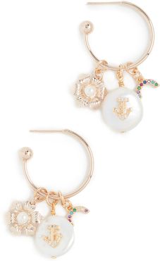 Hoop Earrings with Anchor, Flower, and Bow