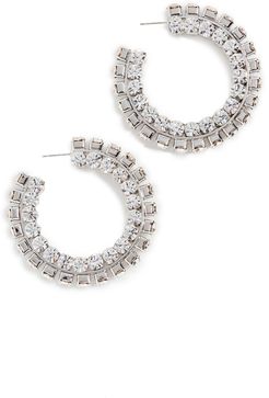 Stacked Crystal Round Hoops