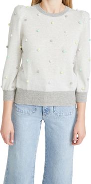 Multi Color Popcorn Puff Sleeve Cashmere Sweater