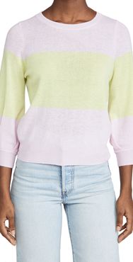 Colorblock Puff Sleeve Cashmere Sweater