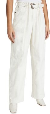 Pleated Utility Pants with Self Belt