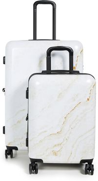 Gold Marble Two Piece Suitcase Set