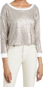 Sequin Terry Cropped Pullover