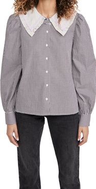 Gingham Check Long Sleeve Blouse