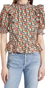 Floral Ruffle Detail Top