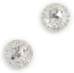 14k Gold Diamond White Topaz Stud Earrings