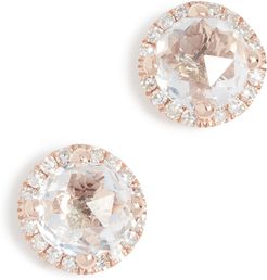 14k Diamond White Topaz Stud Earrings