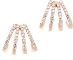 14k Gold Multi Diamond Huggie Earrings