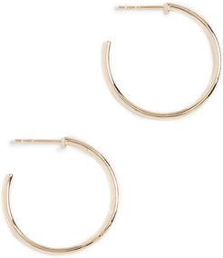 14k Half Diamond Essential Hoop Earrings