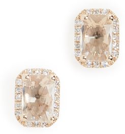 14k Diamond White Topaz Stud Earrings