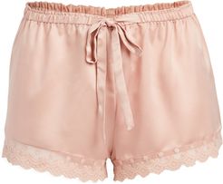 Solid Charmeuse Shorts with Lace