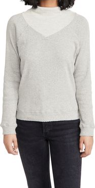 Heather Pointelle Cowl Raglan Top