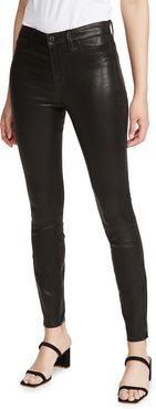 Mid Rise Skinny Leather Pants