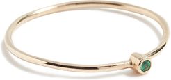 18k Gold Thin Emerald Ring